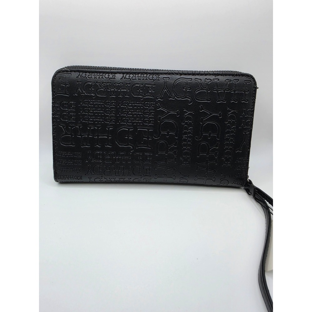 Ed Hardy Black Embossed Logo Zip Around Wristlet Wallet New with Tags - Picture 3 of 4